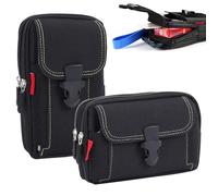 WIYETY Funda para móvil de cinturón: 2 piezas de bolso de cinturón para hombre, Holster Mobile Phone, funda para teléfono móvil, duradero porta teléfono para camping, ciclismo, pesca, negro