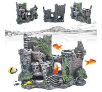WIYETY Gran Castillo Decoración del Acuario: Adornos de Resina Castillo Decoraciones, Clásico Castillo Ruinas Accesorios, Acuario Accesorios Polyresin Paisaje para Peces, Camarones, Tortuga