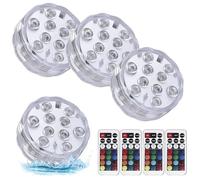 WIYETY Iluminación de Piscina Subacuática Con Control Remoto 4 Piezas Luz de Piscina RGB Con 16 Colores, Multicolor RGB Luces De Piscina, Luces Decorativas Para Piscina