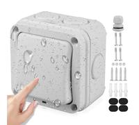 WIYETY Interruptor Universal Resistente a la Intemperie IP66 Con Luz de Control - Impermeable Con Polvo, Independiente, Exterior Gris 16A