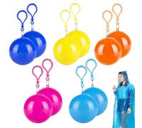 WIYETY - Juego de 10 bolas de lluvia portátiles, impermeable de emergencia colorida, poncho lluvia de emergencia, capelluvia, poncho adulto para actividades al aire libre, camping y senderismo