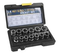 WIYETY Juego de 14 Extractores de Tuercas y Tornillos: Llaves de Vaso de Perfil en Espiral para Quitar Piezas Dañadas y Oxidadas