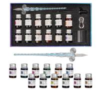 WIYETY Juego de 16 lápices de cristal para caligrafía, soporte de pluma de cristal con lápices de cristal, soporte para bolígrafos de cristal, soporte para bolígrafos, set de caligrafía para arte