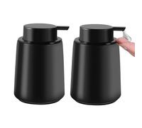 WIYETY Juego de 2 dispensadores de jabón de cerámica negra mate, 400 ml, dispensador de detergente, dispensador de loción, accesorios para el hogar, adecuado para jabón de manos, champú, gel de ducha