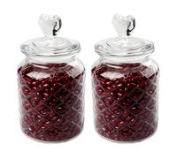 WIYETY Juego de 2 recipientes para caramelos con tapa: tapa de sellado en forma de corazón de 650 ml, tarros de cristal decorativos para galletas, dulces, granos de café, chocolate, regalos