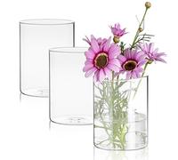 WIYETY Juego de 3 jarrones de cristal cilíndricos: jarrones decorativos minimalistas, modernos jarrones de flores, jarrones de cristal transparente para decoración de mesa, salón, dormitorio, boda,