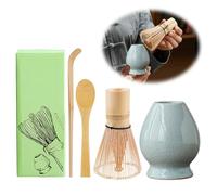 WIYETY Juego de 4 escobas Matcha con 2 cucharas y soporte para la ceremonia del té japonesa tradicional
