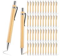 WIYETY Juego de 50 bolígrafos de madera, bolígrafos de bambú, reutilizables, bolígrafos retráctiles para escribir sin problemas, para el día a día y la oficina (negro)