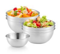 WIYETY Juego de 6 cuencos de acero inoxidable de 17 cm, forma redonda, apilable, superficie esmerilada, cuenco de metal de alta calidad para ensalada, aperitivos, salsas, más