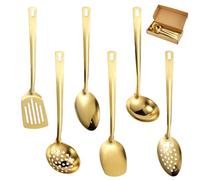 WIYETY Juego de 6 utensilios de cocina dorados, juego de utensilios de cocina de acero inoxidable, utensilios de cocina, accesorios para el hogar, aptos para lavavajillas, dorado