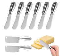 WIYETY: Juego de 8 Cuchillos para Mantequilla y Queso de Acero Inoxidable, Set de Cubiertos Ergonómico para Desayuno, Parrilladas y Fiestas (13.5x2.3cm)