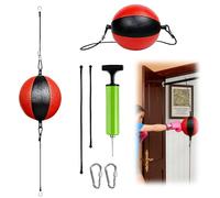 WIYETY Juego de pelotas de boxeo y artes marciales mixtas, incluye bomba y cierres de seguridad, color negro y rojo, diámetro de 20 cm, para entrenamiento en casa y gimnasio