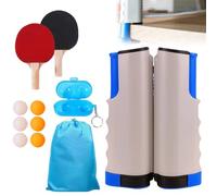WIYETY Juego de raquetas de ping pong profesional: 2 raquetas de ping pong + red retráctil+6 pelotas de ping pong + 1 bolsa de transporte+1 caja de pelota, juego profesional para niños, adultos