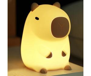 WIYETY Lámpara Capybara con Luz Nocturna y Temporizador para Niños - Regulable, Táctil, Recargable por USB - Luz de Lactancia para Habitación de Bebé