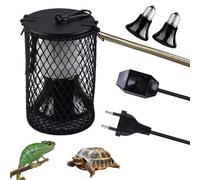 WIYETY Lámpara de calor para reptiles con cesta protectora: 2 unidades 75 W + 100 W E27 lámpara de calor de cerámica, reptiles con interruptor de atenuación para tortugas, serpientes, lagartos,