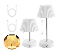 WIYETY Lámpara de mesa con batería LED recargable: 2 piezas lámpara de mesa con batería recargable USB, lámpara de mesa telescópica regulable con batería, lámpara de mesa táctil, adecuada para mesitas
