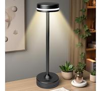 WIYETY Lámpara de mesa LED inalámbrica: 2000 mAh, recargable, lámpara de mesa USB, lámpara de mesa LED regulable, 3 temperaturas de color, para mesa de comedor, lámpara de noche, escritorio (negro)