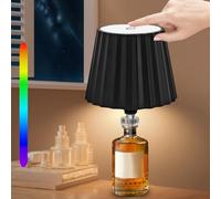 WIYETY Lámpara de mesa LED recargable, pantalla para botellas, regulable, 4 modos RGB, inalámbrica, con batería de 2000 mAh, portátil, para bar, casa, salón, color negro