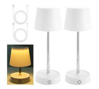 WIYETY Lámpara de mesa LED recargable por USB, 2 unidades, recargable, lámpara de mesa telescópica regulable, lámpara de mesa con batería, lámpara de noche táctil, adecuada para mesitas de noche