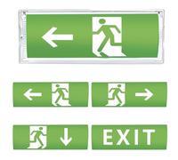 WIYETY Luz de emergencia LED: Luz de emergencia LED con 4 pictogramas de salida de emergencia, iluminación de emergencia para montaje en pared, IP65 impermeable para instalaciones