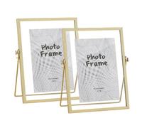 WIYETY Marcos dorados de doble cara: 2 piezas de 15 x 20 cm marco de vidrio para flores prensadas, marco de escritorio de latón para colocar muestras de plantas, obra de arte, soporte para imágenes