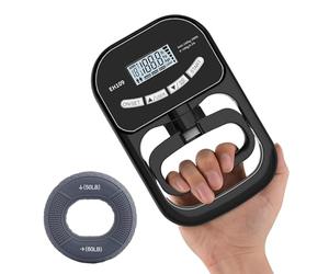 WIYETY Medidor de fuerza manual digital: medidor de fuerza manual electrónico con anillos de silicona de 50 - 60 libras, recargable Grip Strength Trainer, medidor de fuerza manual para fitness y