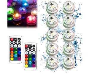 WIYETY Mini Velas LED: 20 Piezas Cambiando De Color, Mini Lámparas LED sumergibles Impermeables, Luces RGB Multicolores con 2 Mandos, Velas Luminosas Para Florero, Acuario