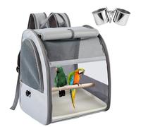 WIYETY Mochila de transporte para pájaros: bolsa de transporte para pájaros, barra de pie y copas de clip de acero inoxidable, caja de transporte ligera transpirable, jaula de viaje portátil para