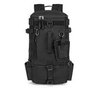 WIYETY Mochilas de pesca con soporte para cañas: 45 x 16 x 23 cm, mochilas al aire libre impermeables, color negro, multifunción, mochila militar para camping