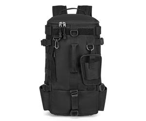 WIYETY Mochilas de pesca con soporte para cañas: 45 x 16 x 23 cm, mochilas al aire libre impermeables, color negro, multifunción, mochila militar para camping