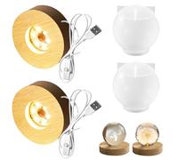 WIYETY Molde esférico de silicona con portalámparas, molde redondo de silicona, molde de resina para manualidades para lámpara de mesa pequeña, lámpara LED, forma de bola de resina epoxi para