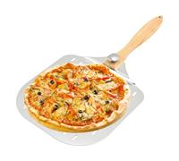 WIYETY Pala para pizza perforada, grande, 39 x 31 cm, con mango de madera extraíble, para pizza, pan, tartas, diseño perforado
