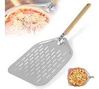 WIYETY Pala perforada para pizza, pala de pizza perforada: 12 pulgadas Pizza deslizante con mango extraíble, pala para pizza de aluminio anodizado duro para pan casero de pizza