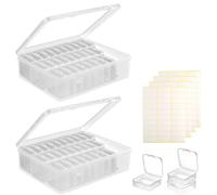WIYETY Pequeño Organizador de cuentas: 60 piezas Caja de almacenamiento de perlas transparente con 2 piezas grande caja rectangular y 4 pegatinas, mini organizador para perlas de diamantes de