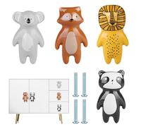 WIYETY Pomos de Armario Con Forma de Animales: 4 Unidades de Tiradores de Cerámica Para Cajón, Caricatura Para Hogar, Cocina, Niños, Dormitorio