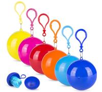 WIYETY Poncho de Lluvia de Emergencia en Bola: Pack de 6, Poncho Portátil de PE, Plástico Impermeable, para Camping, Viajes & Aire Libre (Rojo, Celeste, Naranja, Amarillo, Rosa Oscuro, Azul Marino)