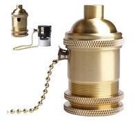 WIYETY Portalámparas de aluminio vintage E27: M10 E27 bronce portalámparas con interruptor de alambre, adaptador de lámpara colgante para lámpara de techo LED, accesorios de lámpara colgante, soporte