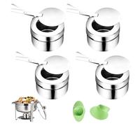 WIYETY Quemador de pasta de combustión de acero inoxidable: 4 unidades de recipientes para pasta de combustión con cubierta, quemador de fondue portátil con dedos aislados, quemador de alcohol a