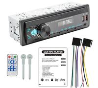 WIYETY Radio de coche Bluetooth 5.0: 1Din con manos libres Bluetooth, sintonizador FM con Bluetooth FM 2USB/AUX/tarjeta SD/reproductor MP3, mando a distancia, MP3/WMA/APE/FLAC