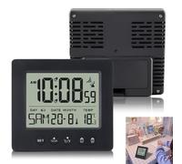 WIYETY Radio despertador digital con luz: reloj despertador de viaje, reloj inalámbrico automático, despertador digital con dos despertadores independientes, termómetro, indicador de fecha, luz de