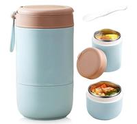 WIYETY Recipiente térmico de acero inoxidable 8000 ml, cuenco con cuchara, aislado al vacío, para comida y niños, azul