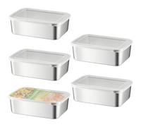 WIYETY Recipientes para Alimentos Acero Inoxidable 5 Set 1100ml Botes Cocina con Tapa, Almacenamiento de Alimento, Recipientes Grandes para Alimentos per Vida, Horno, Congelador y Lavavajillas
