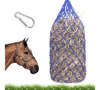 WIYETY Red para Heno para Caballos Grande: 1 Pieza Red de Nylon con Anillos y Mosquetón, Resistente, para Establo y Pasto (100cm, Azul)
