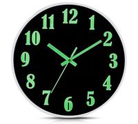 WIYETY Reloj de pared luminoso con luz nocturna, reloj de pared de 30 cm, con sonidos de tictac, números 3D, luminoso, funciona con pilas, fácil de leer, reloj de pared con números grandes para