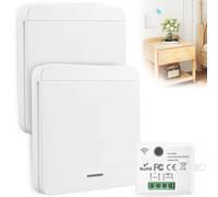 WIYETY RF 433Mhz - Interruptor de luz inalámbrico (230 V, receptor inalámbrico, alcance de 30 metros, para lámparas de hasta 1500 W, 2 interruptores y 1 receptor)
