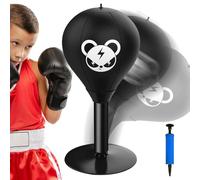 WIYETY Saco de boxeo de escritorio con ventosas fuertes, alivia el estrés, pelota de punching para oficina, escritorio de pie, regalos divertidos para jefes, colegas y amigos (negro, 17,7 x 40 cm)
