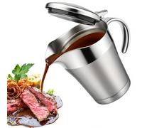 WIYETY Salsera térmica de acero inoxidable 450 ml: doble aislamiento con tapa abatible, recipiente aislado para salsas con asa para cenas, fiestas, lavavajillas