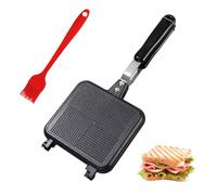 WIYETY Sartén cuadrada de aluminio de doble cara con revestimiento antiadherente y mango resistente al calor, sartén extraíble para panqueques con mango de bloqueo, para cocina, camping