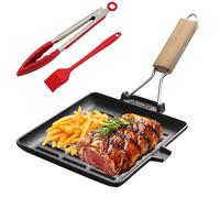 WIYETY Sartén parrilla de inducción: sartén para carne de hierro fundido con mango extraíble, 20 x 20 cm, antiadherente de hierro fundido, sartén para todo tipo de cocinas, fácil de limpiar