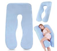 WIYETY Schwangerschaftskissenbezug U-Förmiger Körperkissen, 140 x 80 cm U-förmiges Schwangerschaftskissen, Baumwolle Abnehmbarer Körperkissen, Ersatzbezug für Erwachsene Stillkissen, Blau